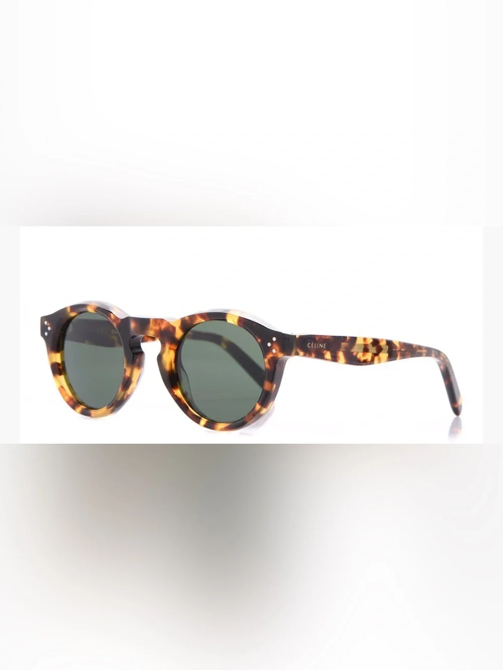 Celine Bevel Round Sunglasses in Tortoise, w/ Keyhole Bridge - Picture 2 of 13